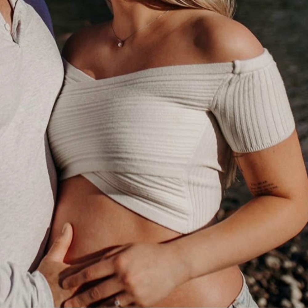 Aerie Reversible Sweater Cropped Top WHITE/CREAM